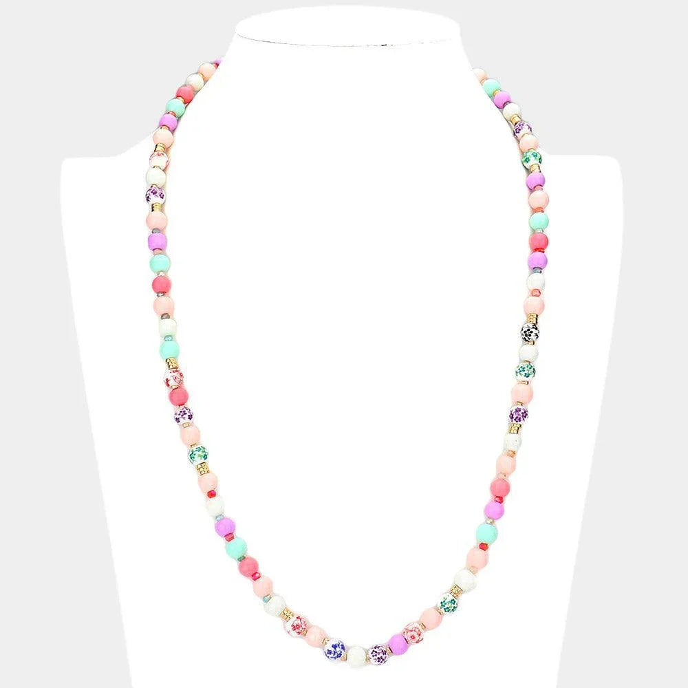 Flower Pattern Accented Beaded Necklace - Jewelry Store by Erik Rayo