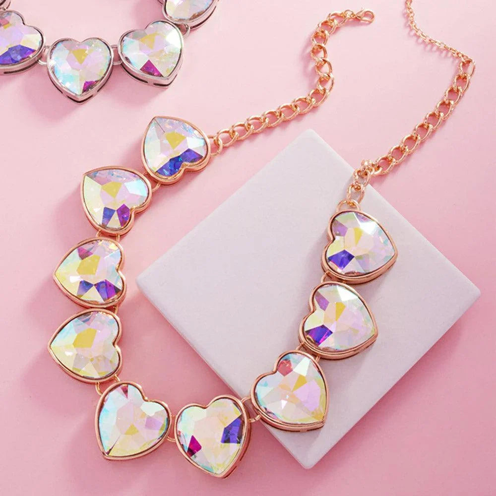 Gold Heart Stone Cluster Necklace - Jewelry Store by Erik Rayo