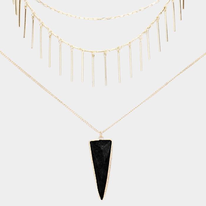 Gold Layered Natural Stone Pendant Necklace - Jewelry Store by Erik Rayo