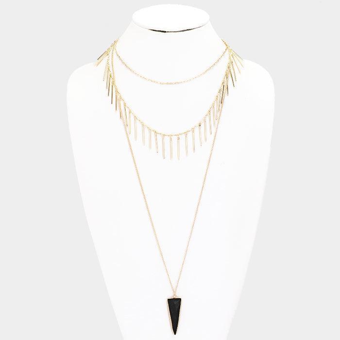 Gold Layered Natural Stone Pendant Necklace - Jewelry Store by Erik Rayo