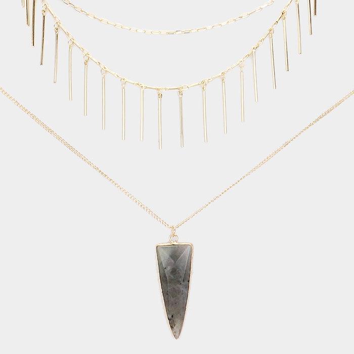 Gold Layered Natural Stone Pendant Necklace - Jewelry Store by Erik Rayo