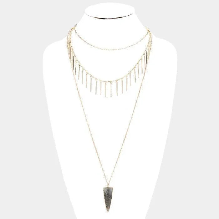 Gold Layered Natural Stone Pendant Necklace - Jewelry Store by Erik Rayo