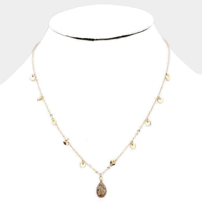 Gray Teardrop Pendant Metal Disc Necklace - Jewelry Store by Erik Rayo