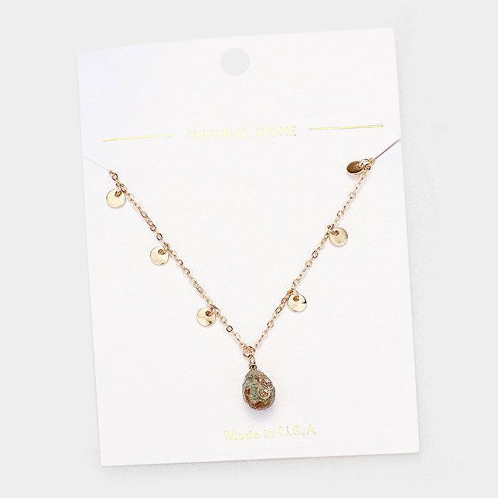 Gray Teardrop Pendant Metal Disc Necklace - Jewelry Store by Erik Rayo