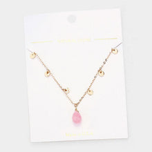 Load image into Gallery viewer, Pink Teardrop Pendant Metal Disc Necklace
