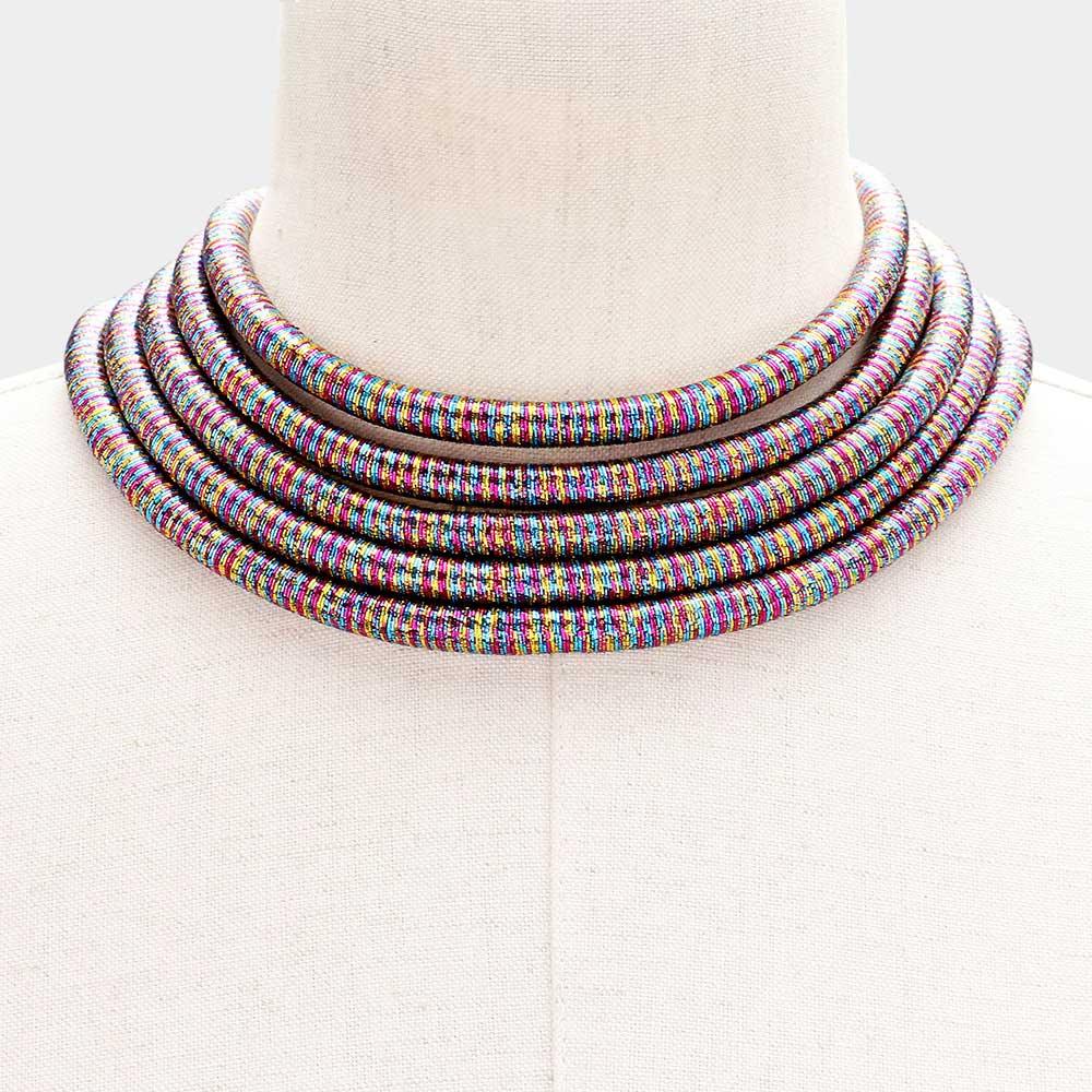 Gold Multi Layered Coil Pope Necklace