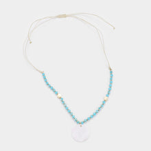 Load image into Gallery viewer, Turquoise Mother of Pearl Pendant Faceted Beaded Adjustable Necklace
