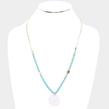 Load image into Gallery viewer, Turquoise Mother of Pearl Pendant Faceted Beaded Adjustable Necklace
