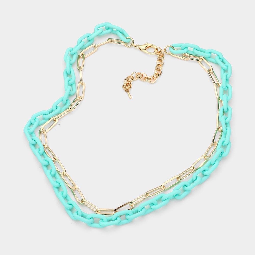 Colored Chain Paper Clip Metal Chain Layered Necklace - Jewelry Store by Erik Rayo