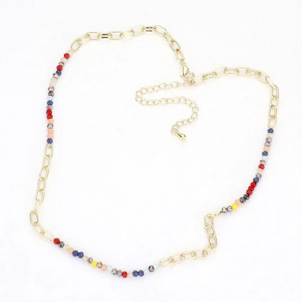 Faceted Bead Open Metal Oval Link Necklace - Jewelry Store by Erik Rayo