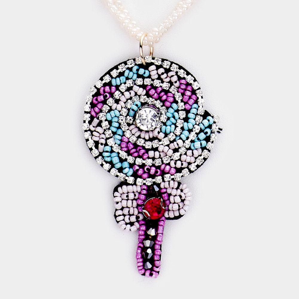 Multi Stone Candy Pendant Beaded Necklace - Jewelry Store by Erik Rayo