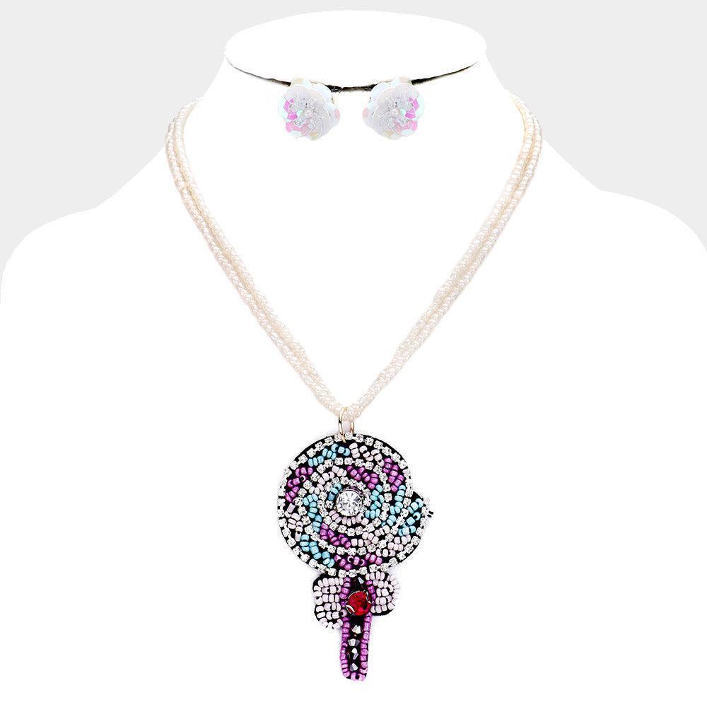 Multi Stone Candy Pendant Beaded Necklace - Jewelry Store by Erik Rayo