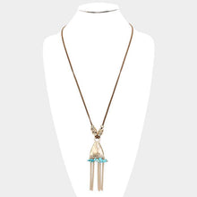 Load image into Gallery viewer, Gold Stone Accented Tribal Metal Suede Necklace
