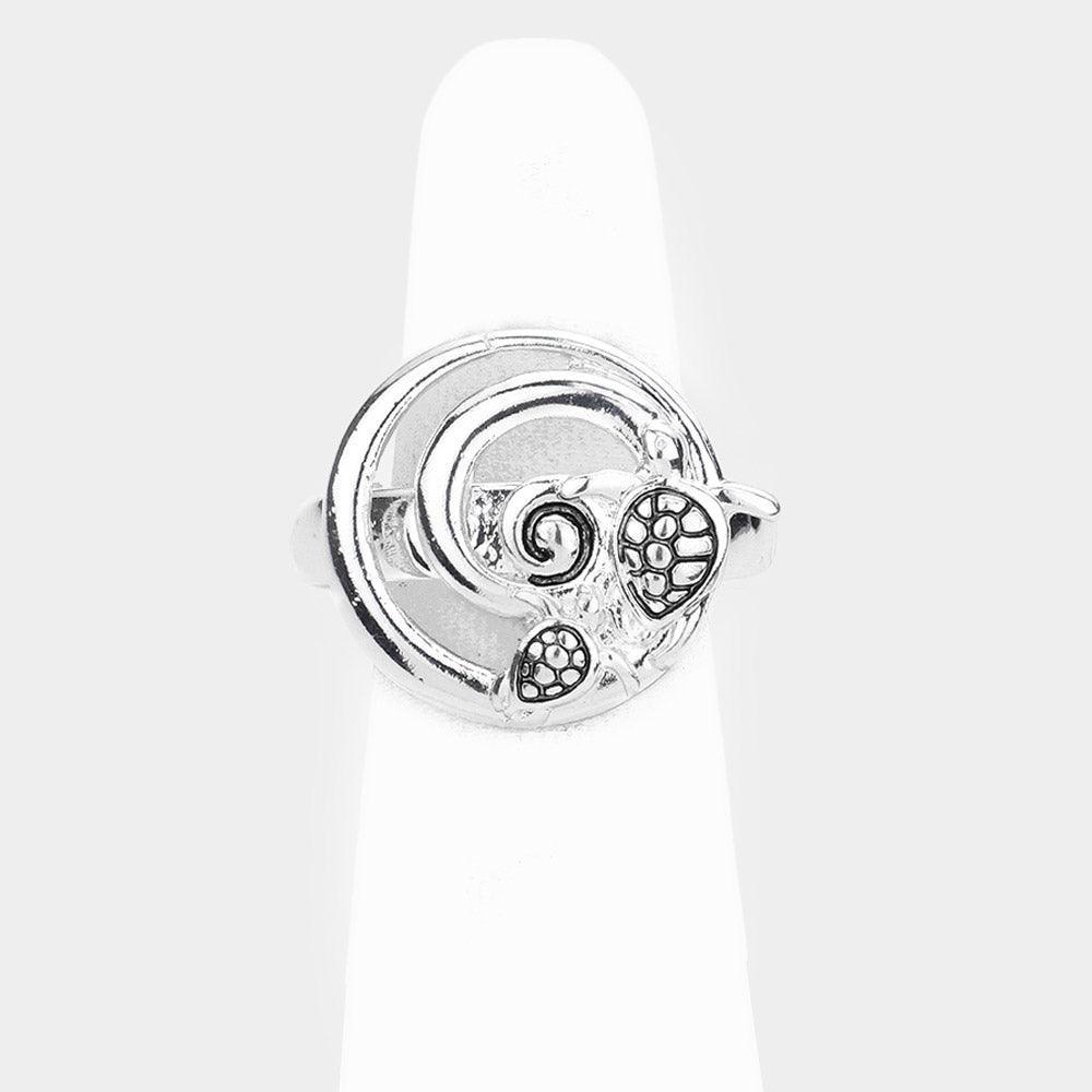 Silver Antique Metal Turtle Stretch Ring