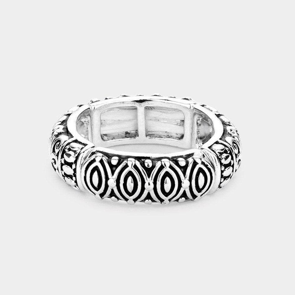 Silver Antique Metal Stretch Ring