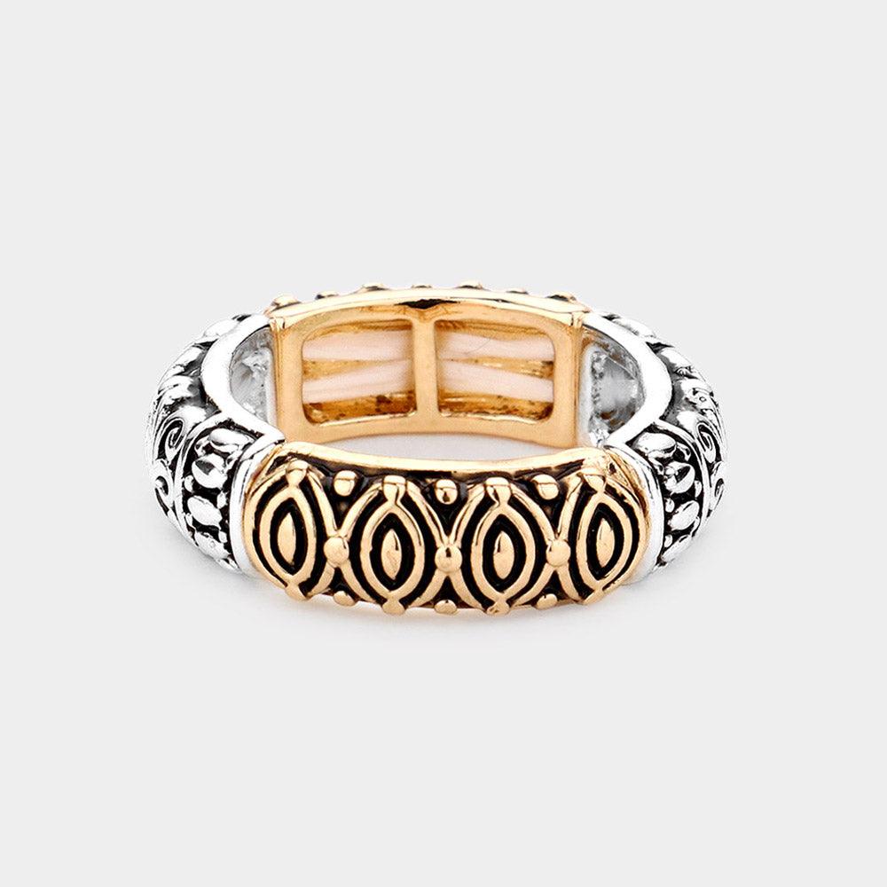 Two Tone Antique Metal Stretch Ring