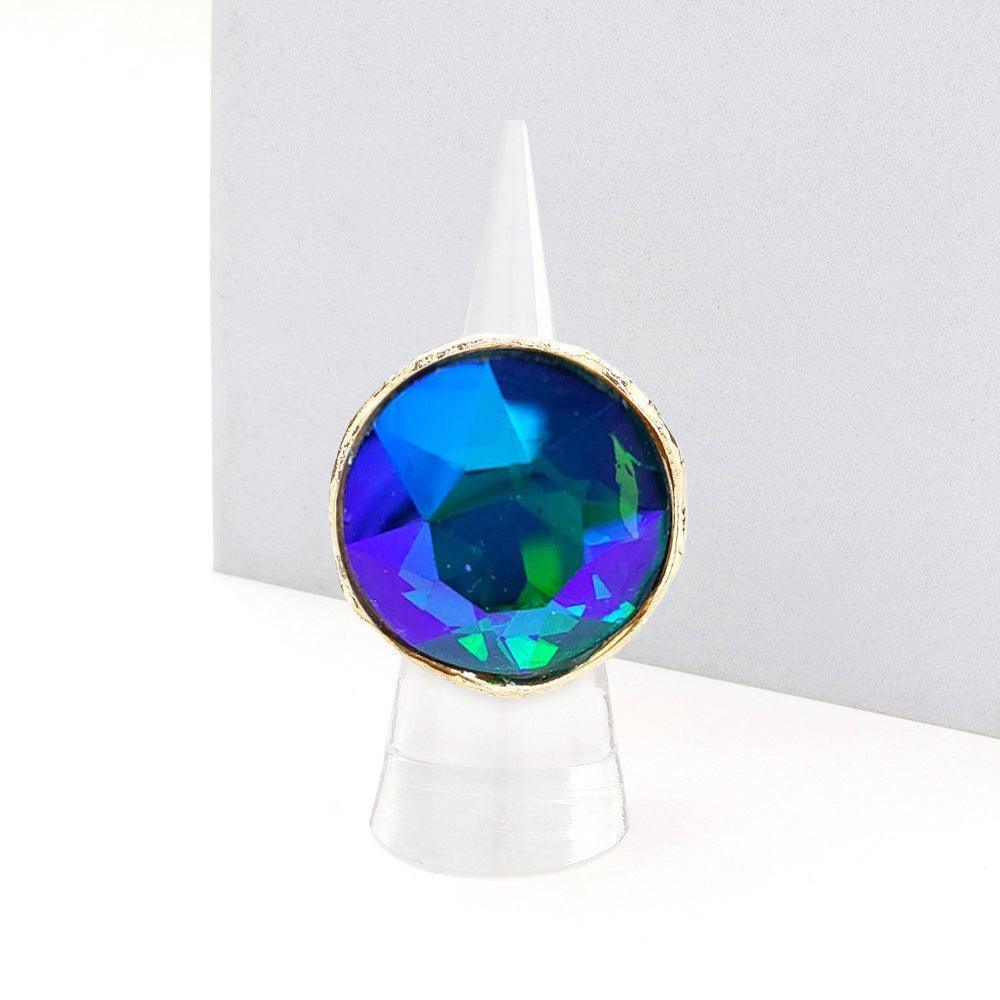 Blue Round Stone Accented Stretch Ring - Jewelry Store by Erik Rayo