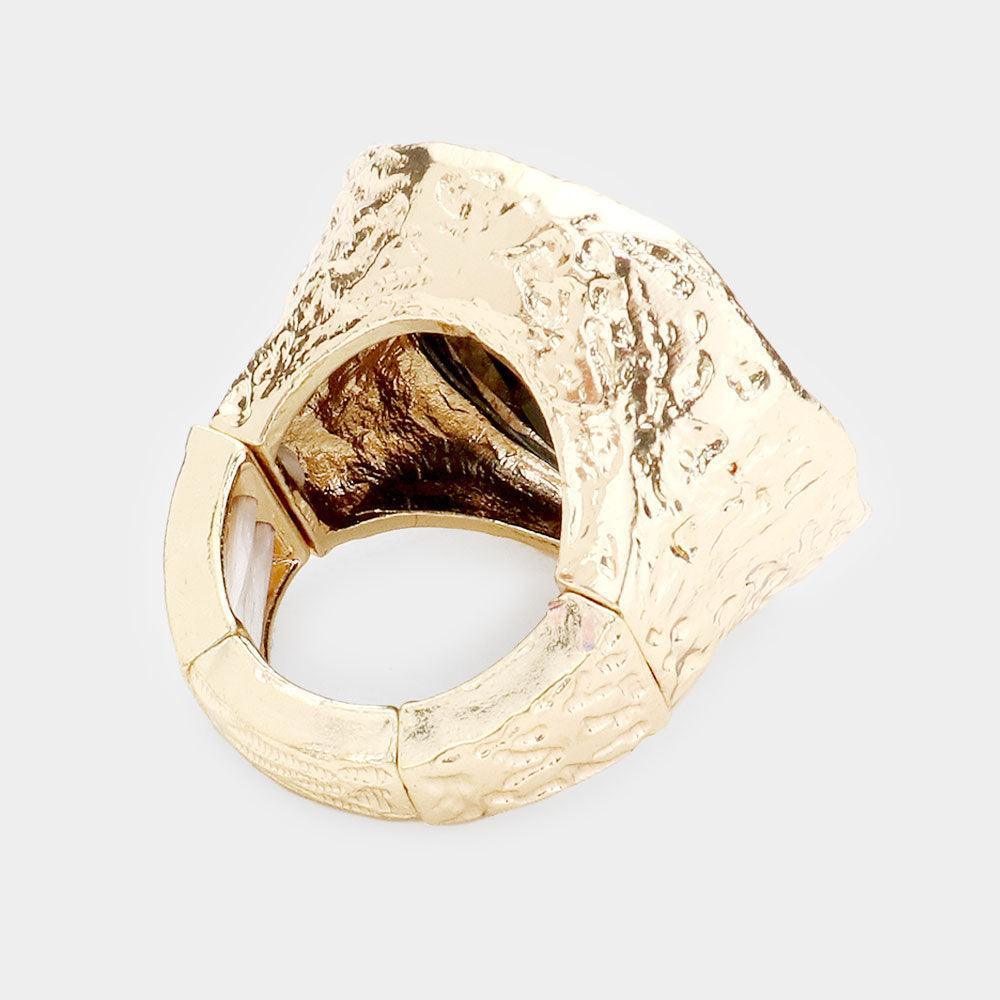 Black Round Stone Accented Stretch Ring - Jewelry Store by Erik Rayo