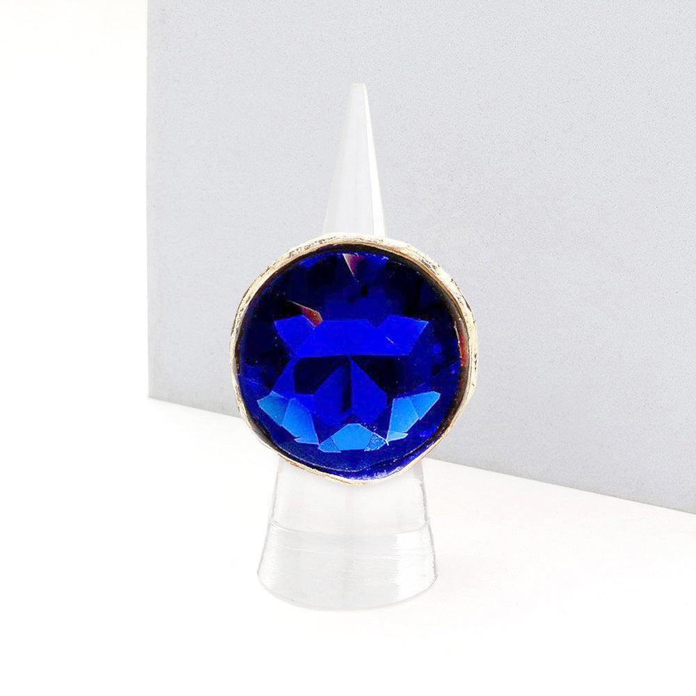 Blue Round Stone Accented Stretch Ring - Jewelry Store by Erik Rayo