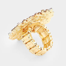Load image into Gallery viewer, Gold Oval Crystal Cluster Stretch Ring
