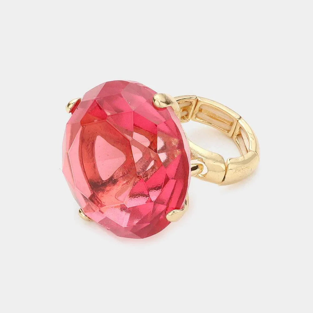 Amethyst Crystal Diamond Stretch Ring - Jewelry Store by Erik Rayo