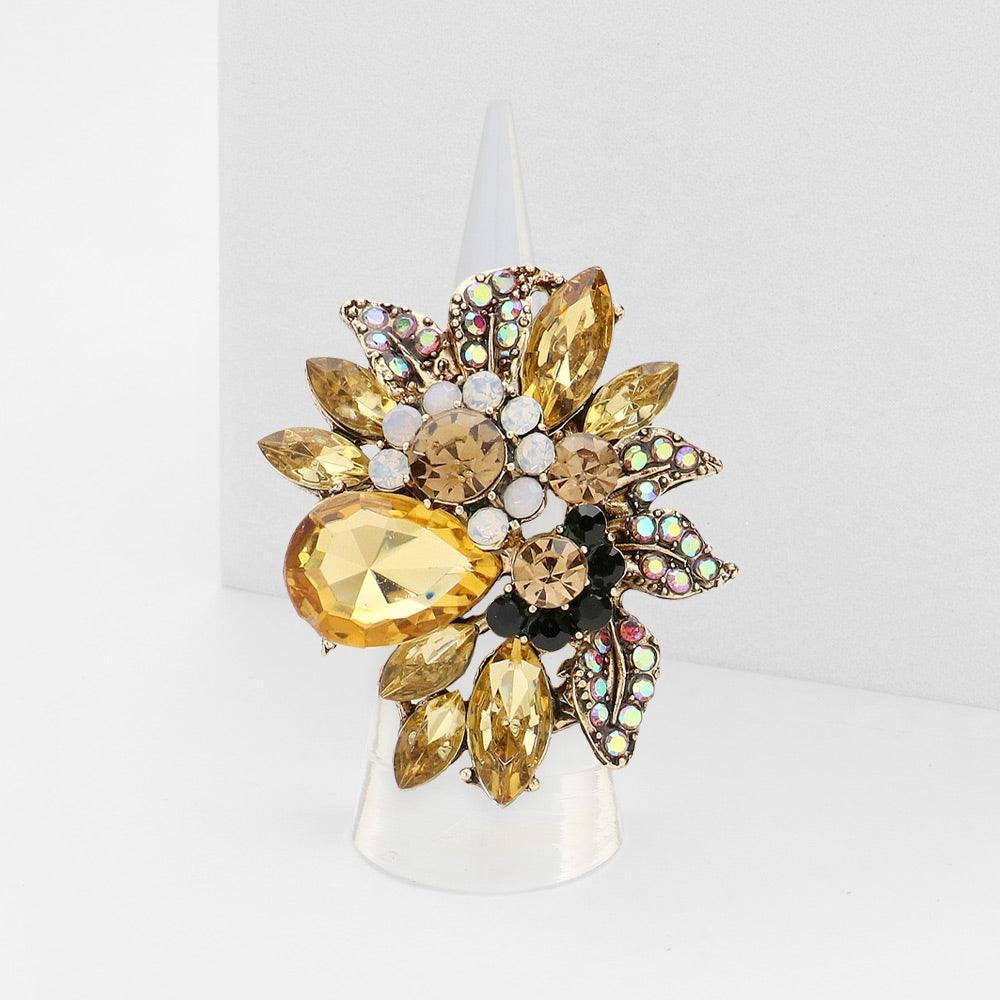 Floral Multi Stone Stretch Ring - Jewelry Store by Erik Rayo