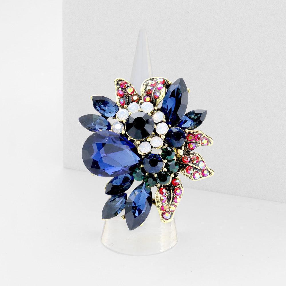 Floral Multi Stone Stretch Ring - Jewelry Store by Erik Rayo