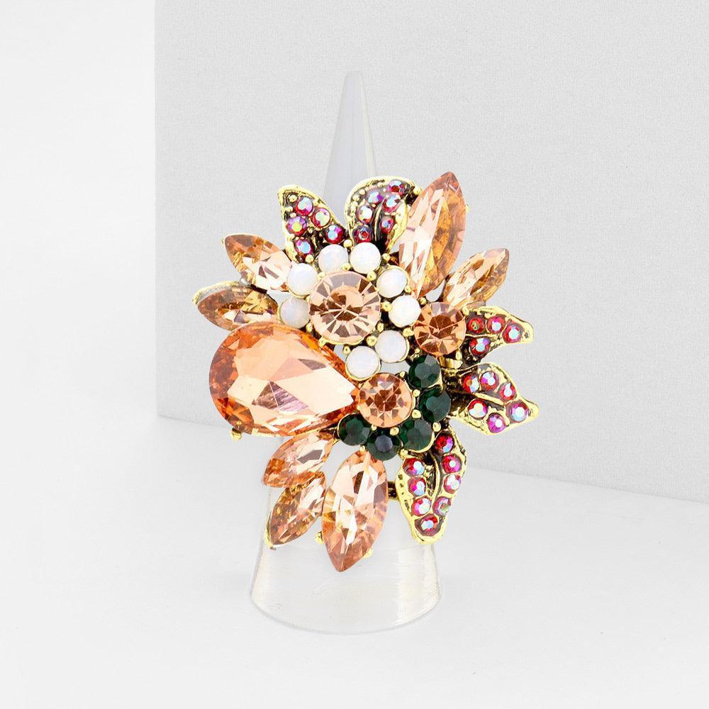 Floral Multi Stone Stretch Ring - Jewelry Store by Erik Rayo