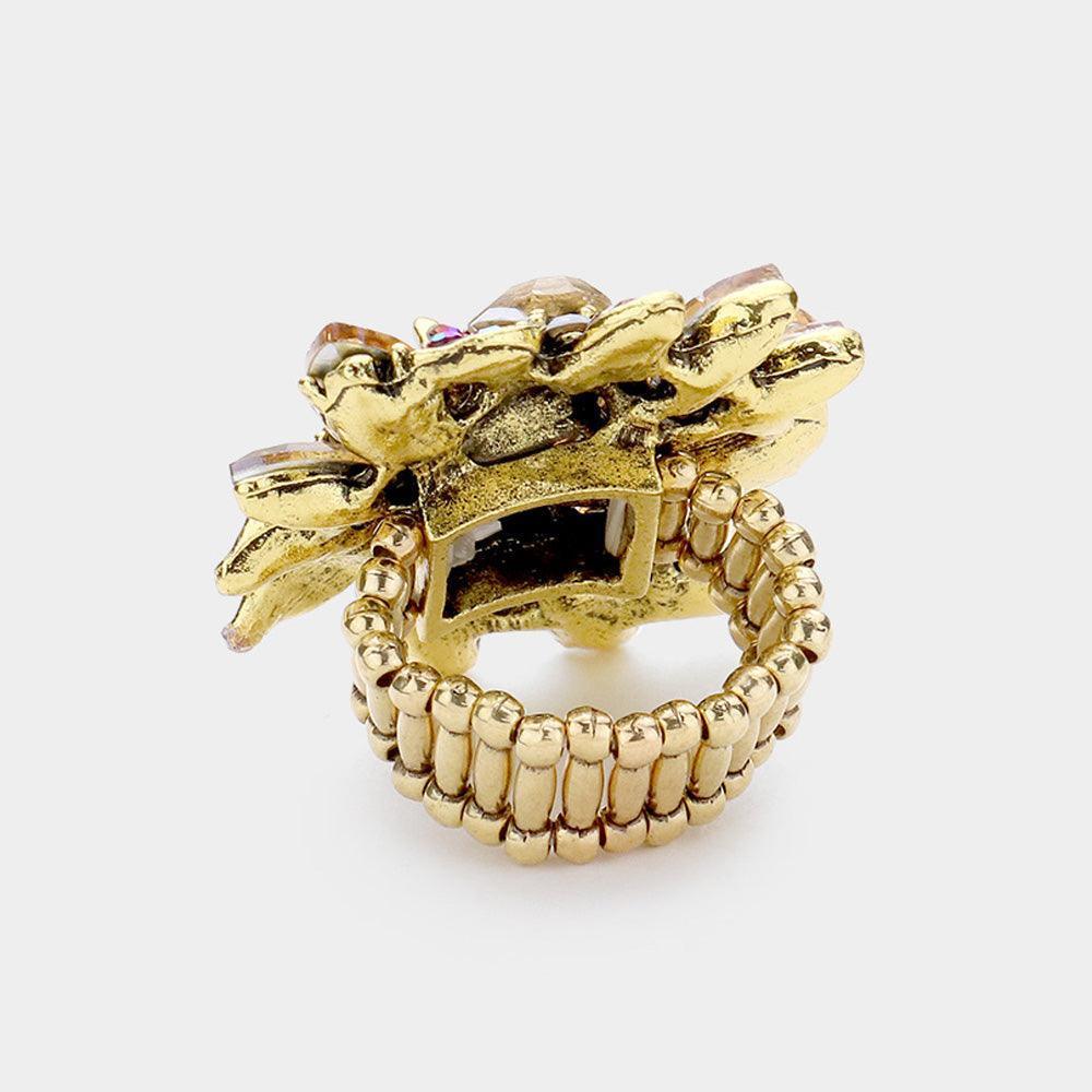 Floral Multi Stone Stretch Ring - Jewelry Store by Erik Rayo