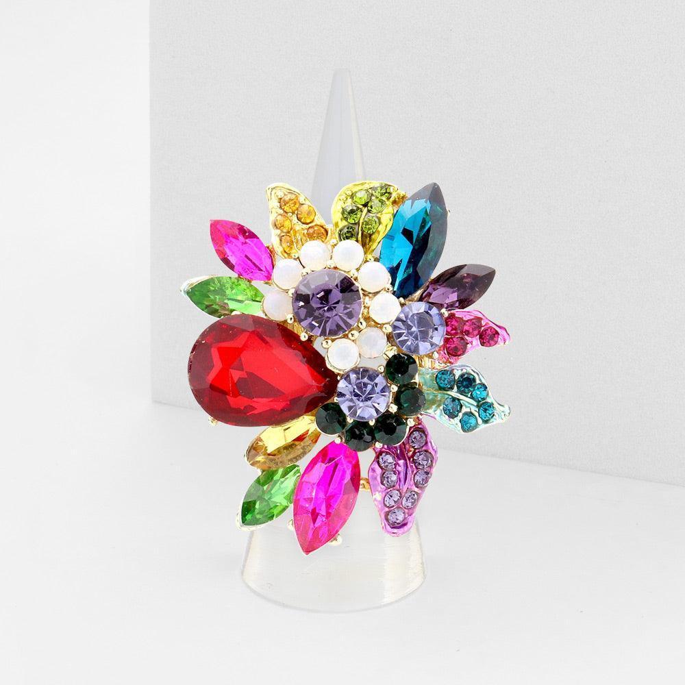 Floral Multi Stone Stretch Ring - Jewelry Store by Erik Rayo