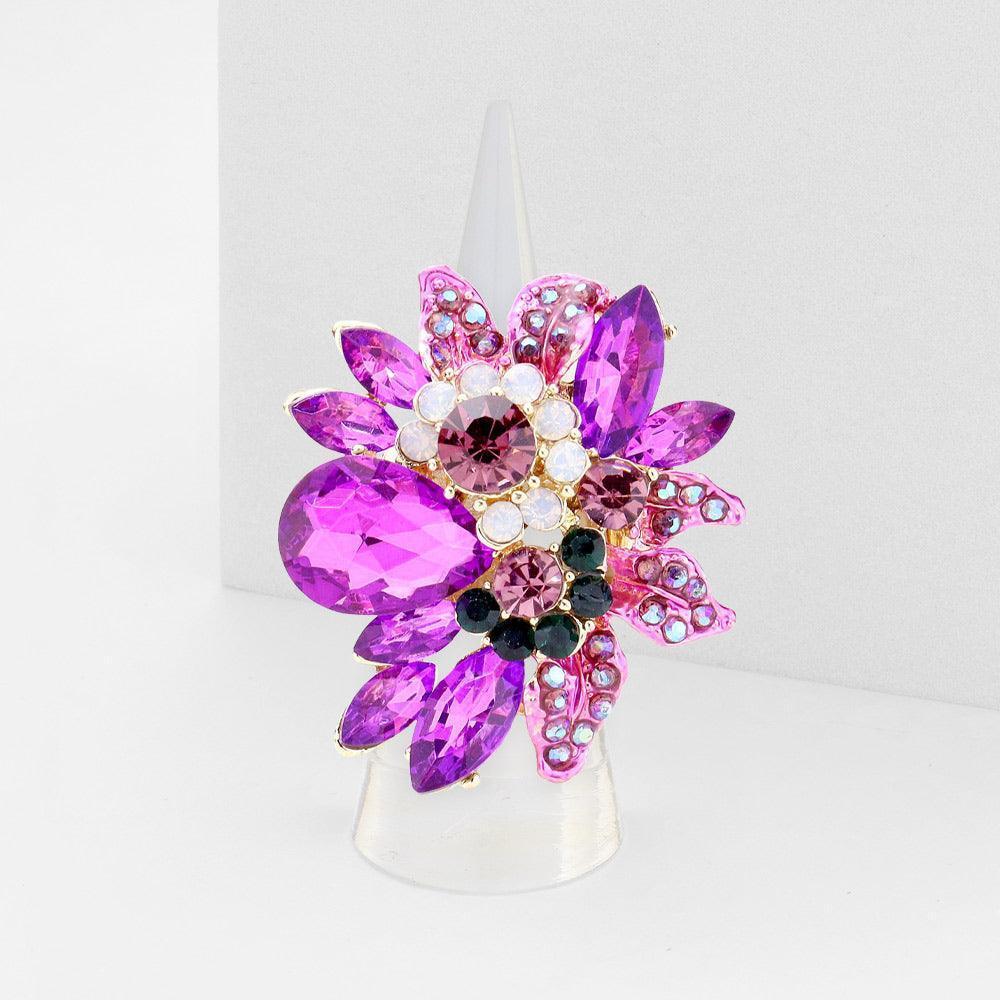 Floral Multi Stone Stretch Ring - Jewelry Store by Erik Rayo