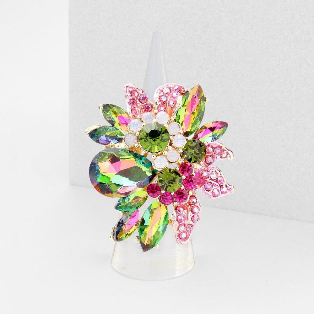 Floral Multi Stone Stretch Ring - Jewelry Store by Erik Rayo