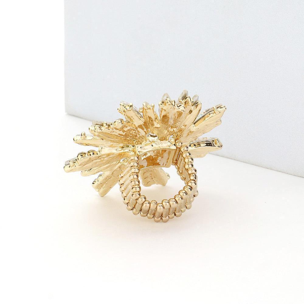 Crystal Marquise Cluster Floral Stretch Ring - Jewelry Store by Erik Rayo
