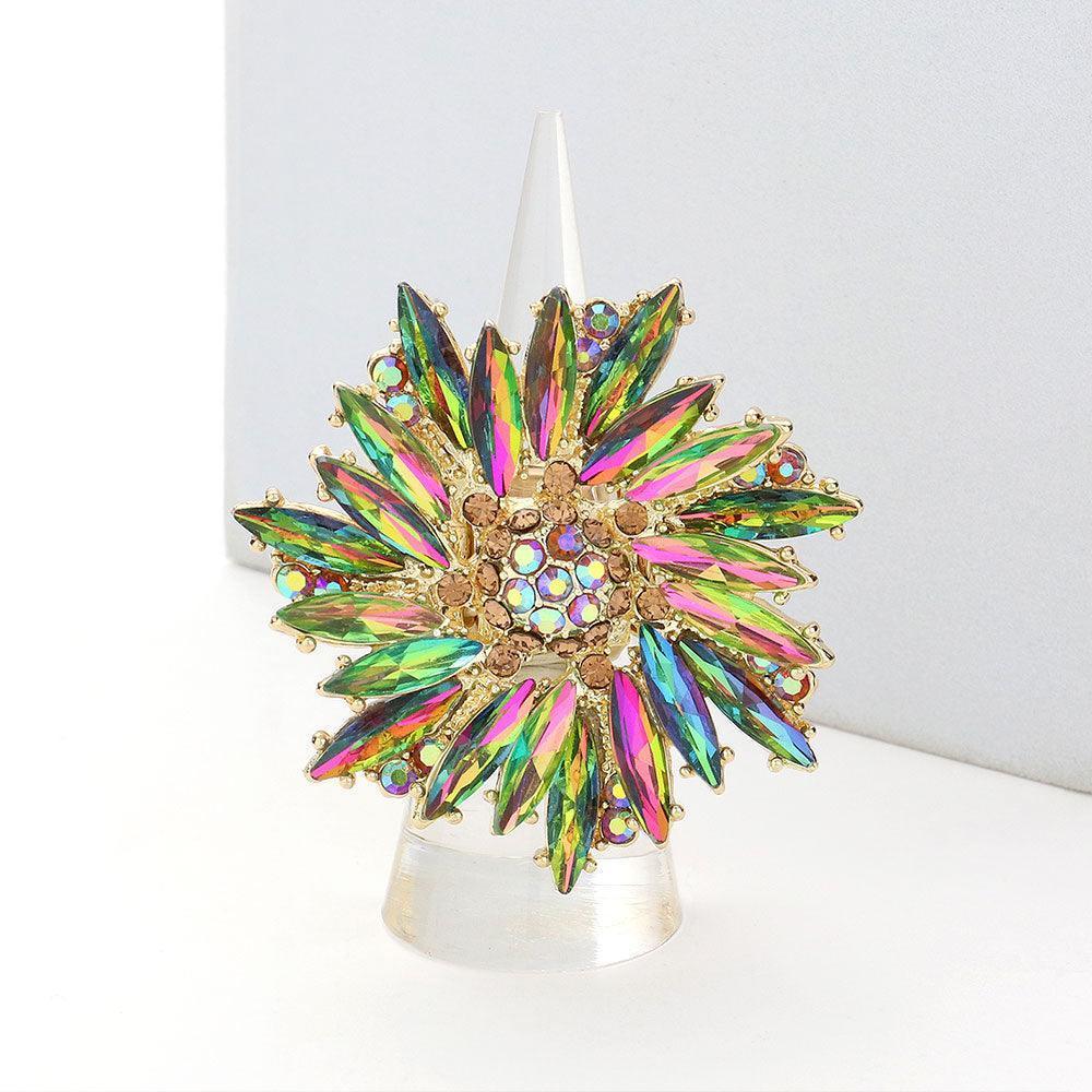 Crystal Marquise Cluster Floral Stretch Ring - Jewelry Store by Erik Rayo