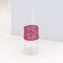 Load image into Gallery viewer, Red Rhinestone Pave Multi Row Stretch Ring
