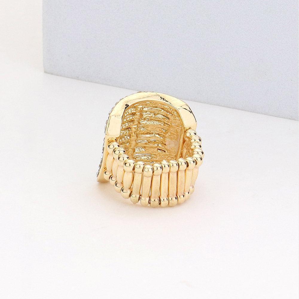 Clear Rhinestone Pave Multi Row Stretch Ring - Jewelry Store by Erik Rayo