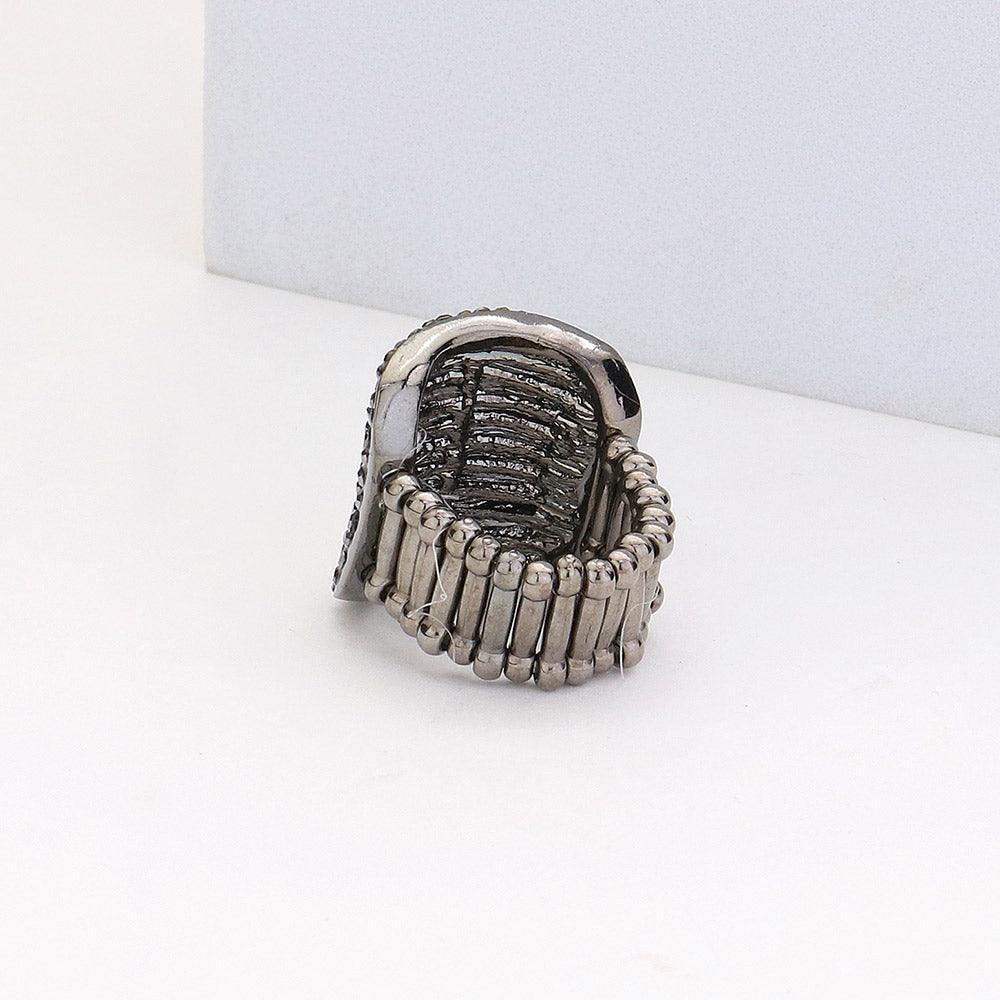 Black Rhinestone Pave Multi Row Stretch Ring - Jewelry Store by Erik Rayo