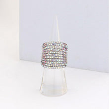 Load image into Gallery viewer, Silver Rhinestone Pave Multi Row Stretch Ring
