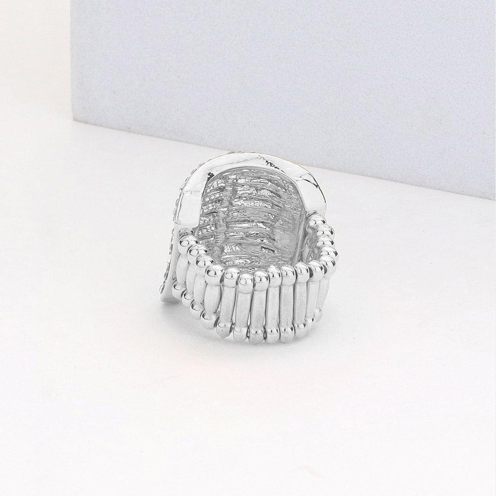 Clear Rhinestone Pave Multi Row Stretch Ring - Jewelry Store by Erik Rayo