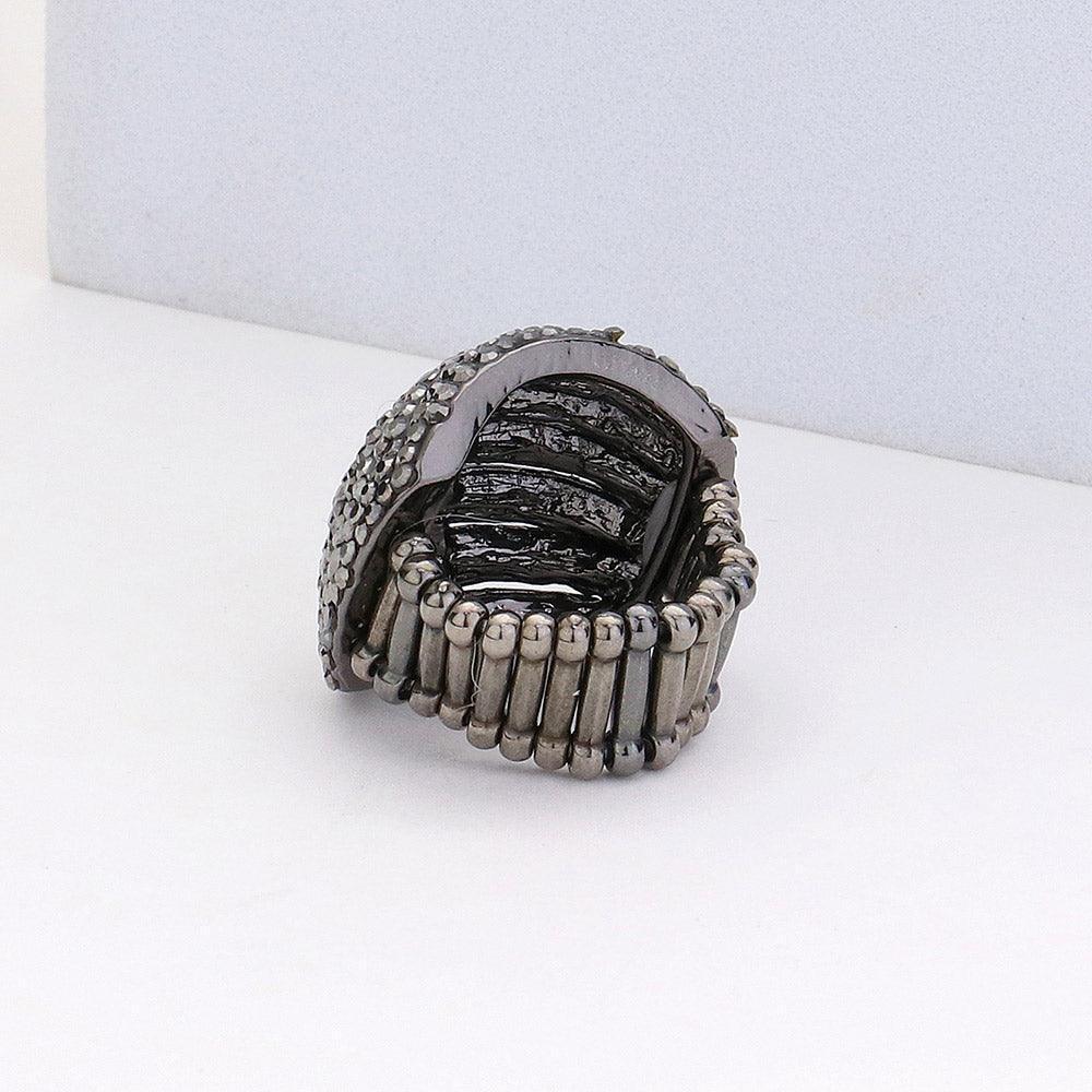 Crystal Rhinestone Pave Dome Stretch Ring - Jewelry Store by Erik Rayo