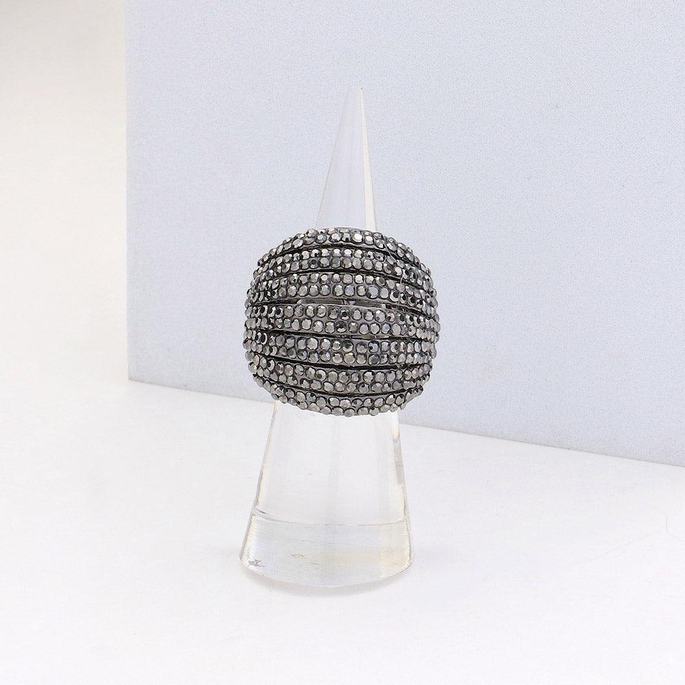 Crystal Rhinestone Pave Dome Stretch Ring - Jewelry Store by Erik Rayo