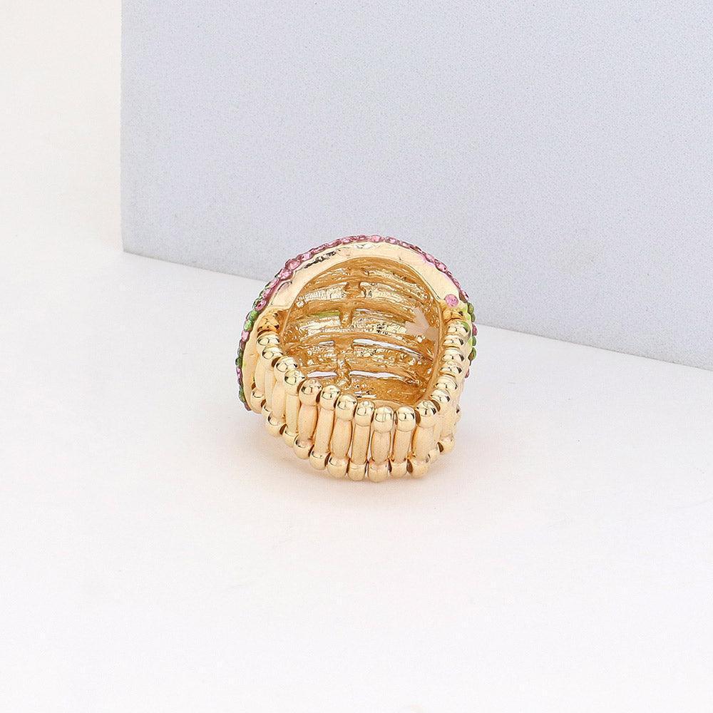 Crystal Rhinestone Pave Dome Stretch Ring - Jewelry Store by Erik Rayo