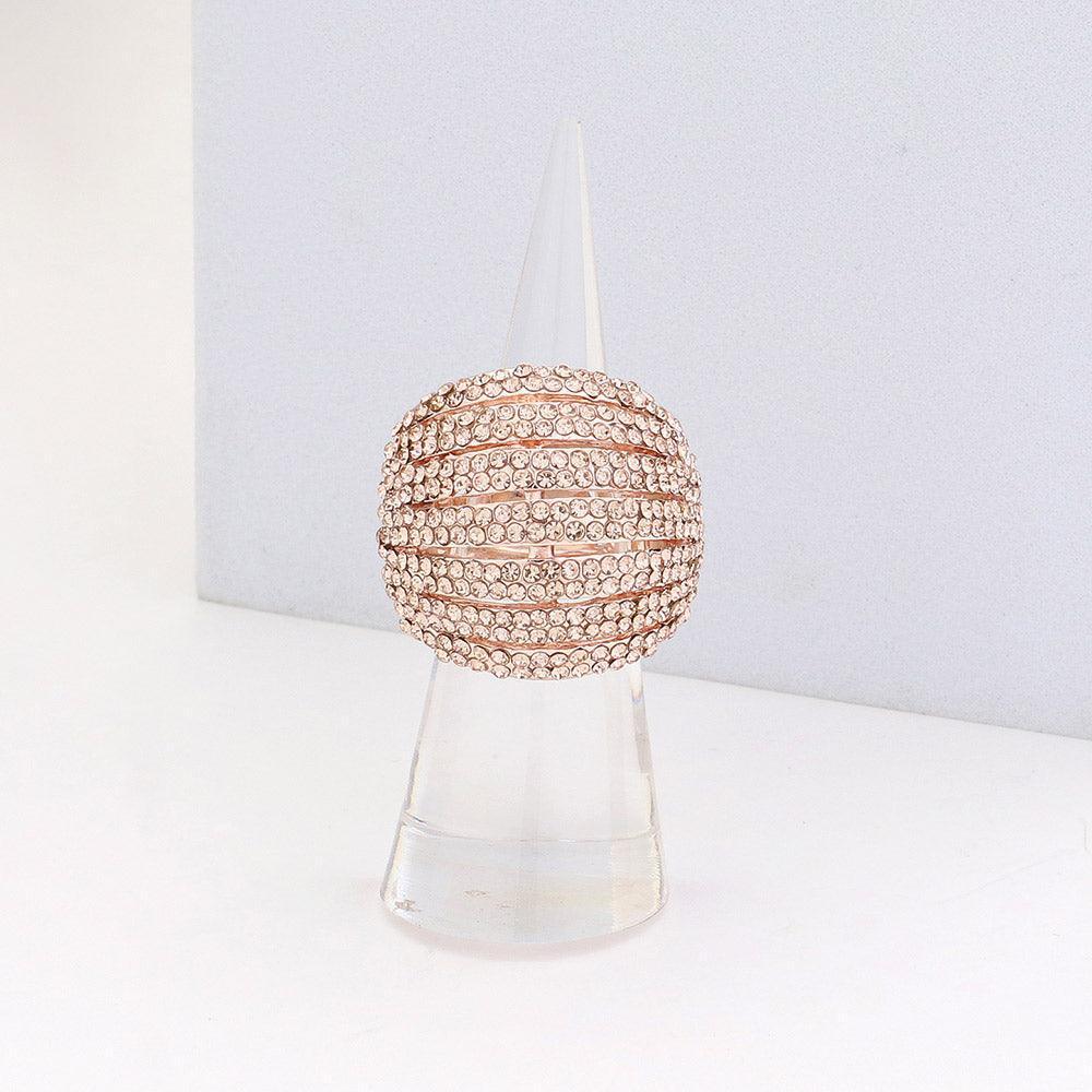 Crystal Rhinestone Pave Dome Stretch Ring - Jewelry Store by Erik Rayo