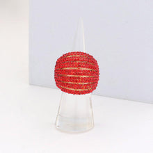 Load image into Gallery viewer, Red Crystal Rhinestone Pave Dome Stretch Ring
