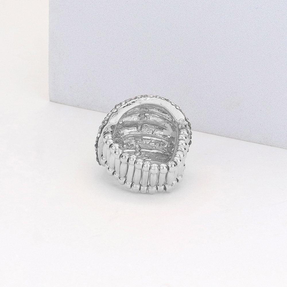 Clear Crystal Rhinestone Pave Dome Stretch Ring - Jewelry Store by Erik Rayo