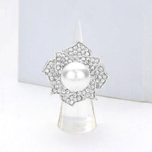 Load image into Gallery viewer, White Pearl Centered Flower Stretch Ring
