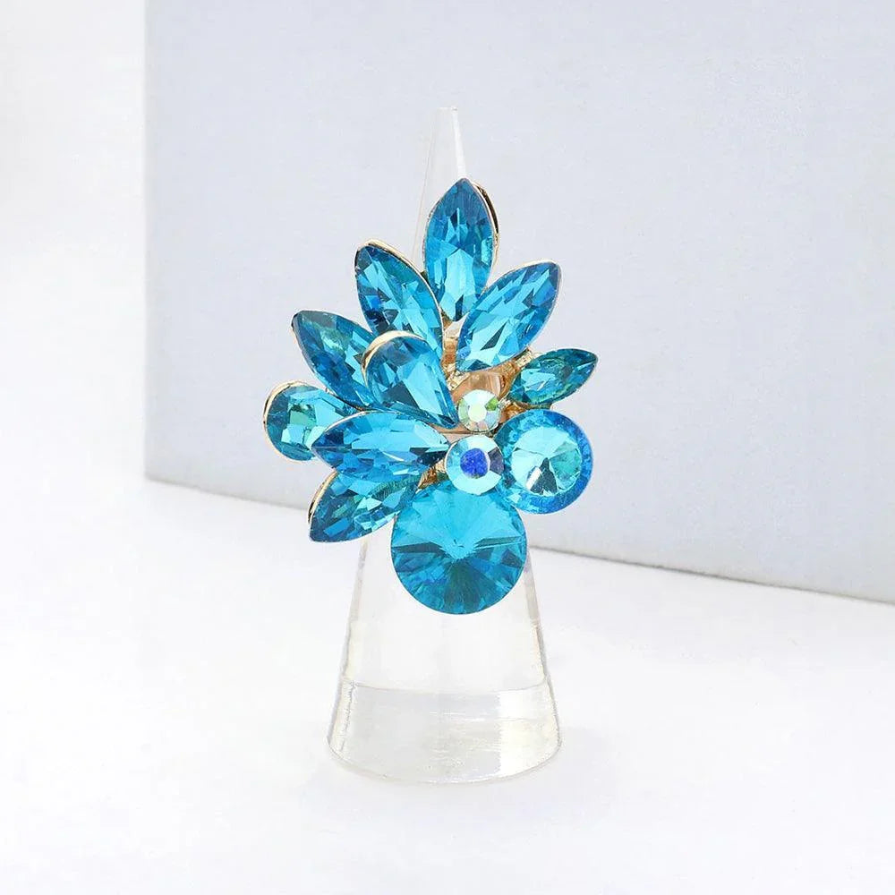 Crystal Stone Cluster Stretch Ring - Jewelry Store by Erik Rayo