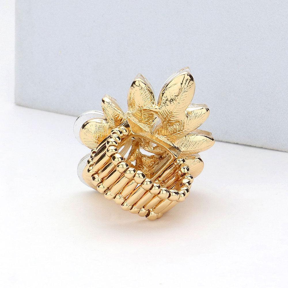 Gold Crystal Stone Cluster Stretch Ring - Jewelry Store by Erik Rayo