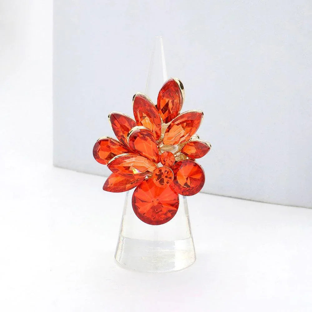 Crystal Stone Cluster Stretch Ring - Jewelry Store by Erik Rayo