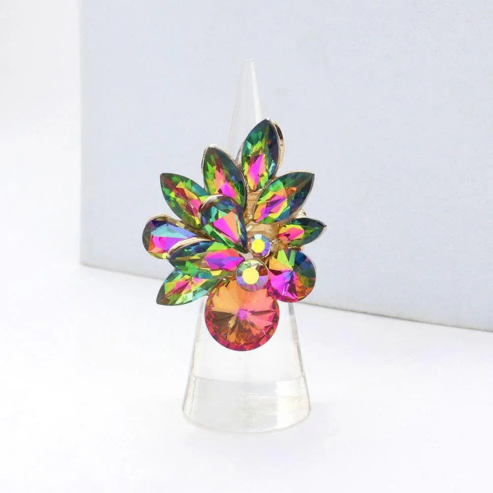 Crystal Stone Cluster Stretch Ring - Jewelry Store by Erik Rayo